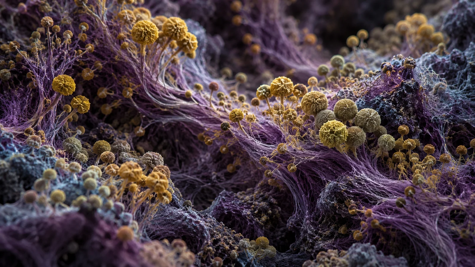 Original microscopy-inspired mold detail illustration